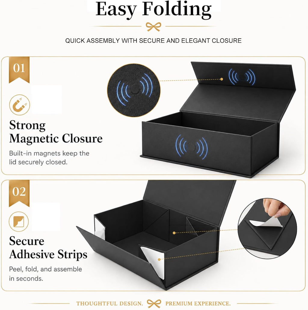 Black Gift Box, 9.5x6x3'' Gift boxes for Presents with Lids