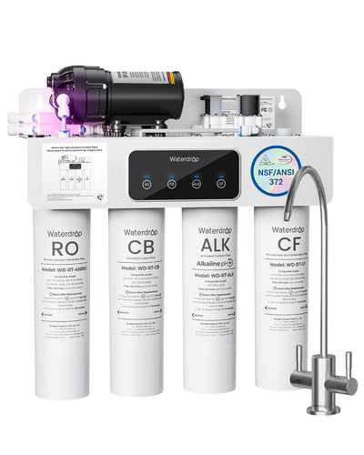 [Dual Flow] Waterdrop WD-T4-A Alkaline pH+ Reverse Osmosis Water Filter, NSF/ANSI 372 Certified, 10-Stage, 450GPD