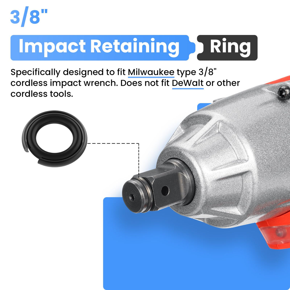 ZIUZI 3/8" Impact Retaining Ring, 10 pcs Impact Friction Ring with O-Ring
