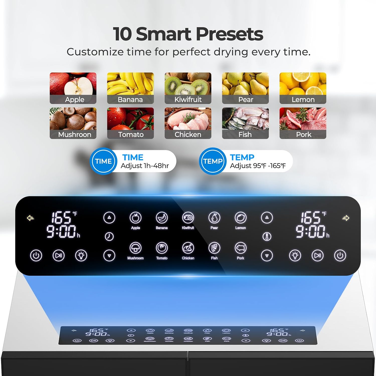 Food Dehydrator with 20 Trays, 1300W Dryer, 95–180°F Temp, 48H Timer