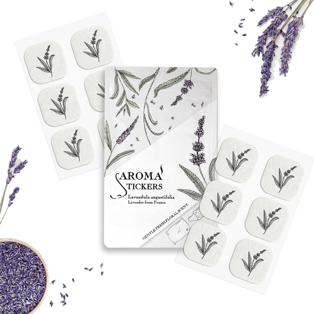 (Lavender, Pack of 1) - 100% Natural Essential Oil Scented Mask Stickers for Face Mask & Pillow (12 Stickers/pc)