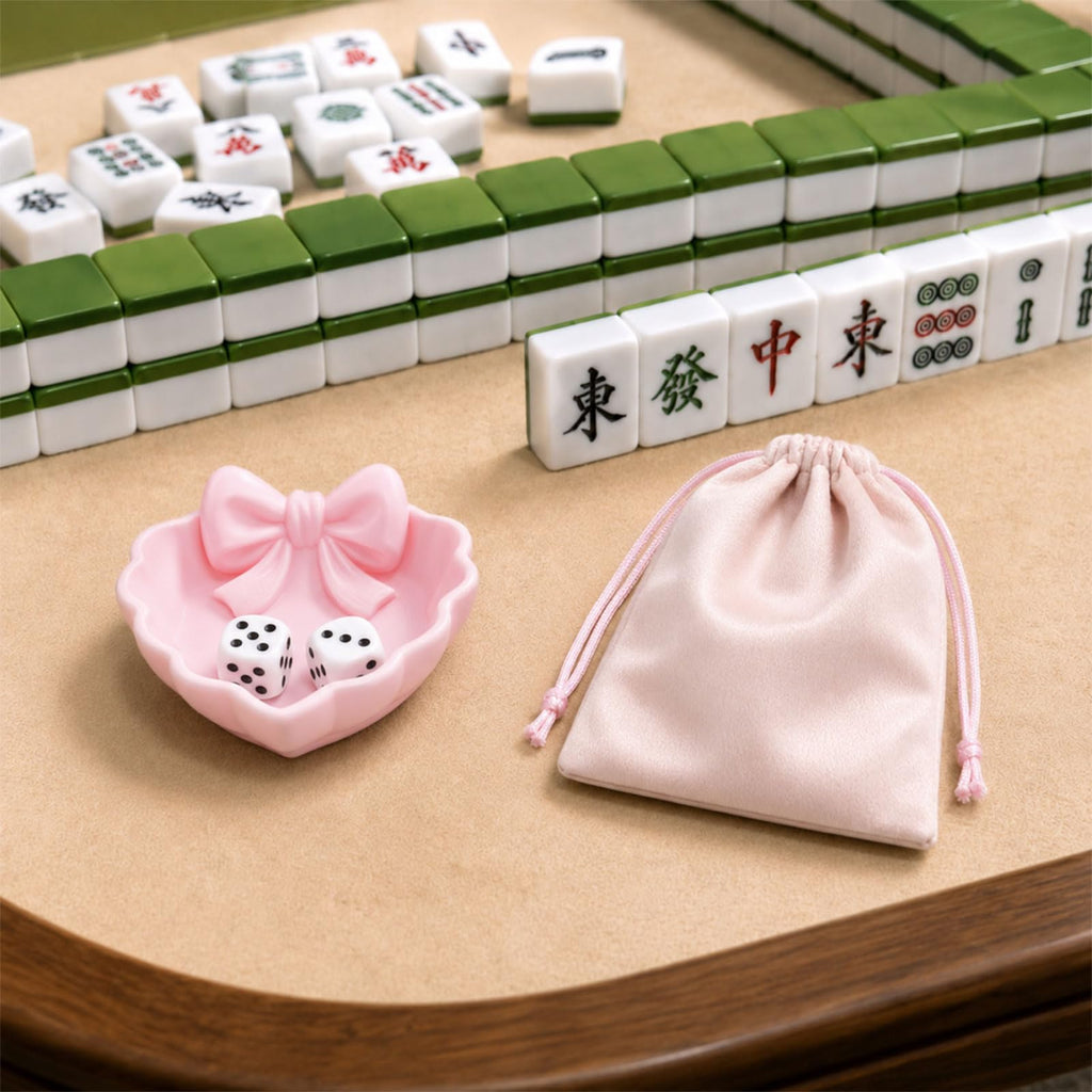 Mahjong Dice Tray with Pouch, Dice Dish Game Accessories
