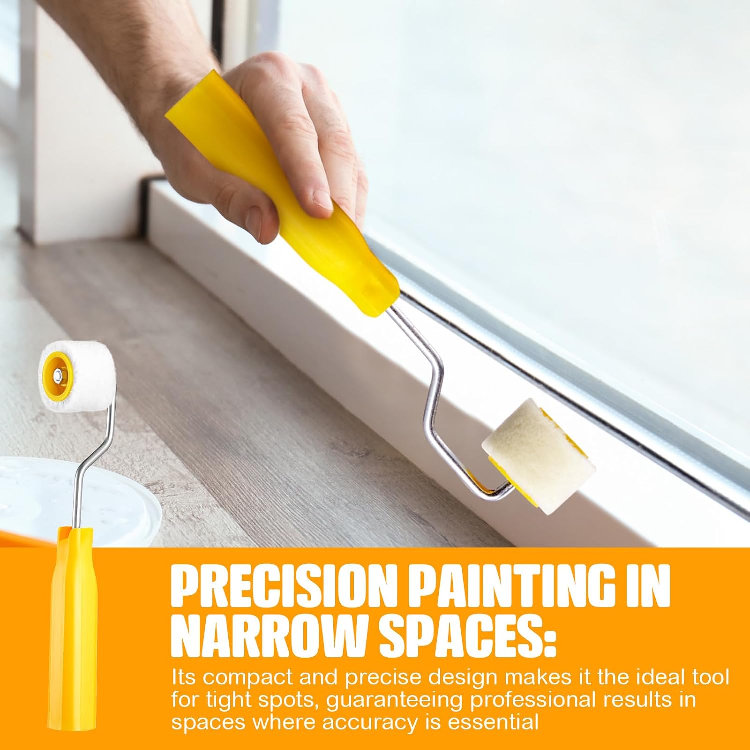 8 Pack Mini Paint Roller Small Paint Roller for Touch up Trim Edge or Corner, Extra Small Brushes Tool for Window