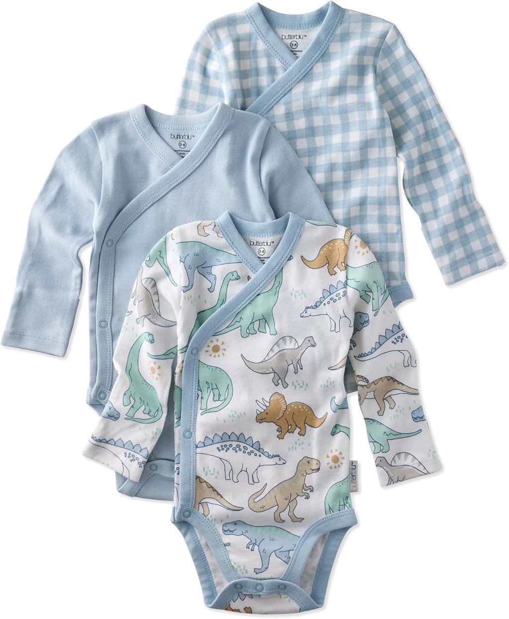 Sterling 3-Pack Side Snap Long Sleeve Bodysuits 100% Cotton