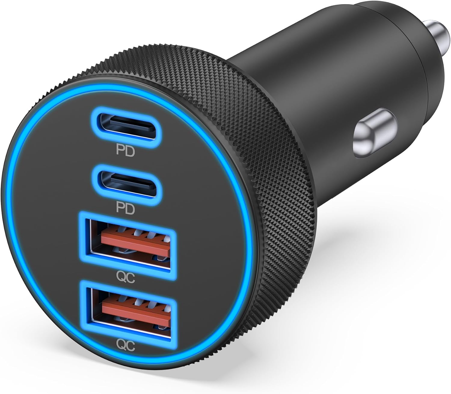 [4 in 1] USB C Car Charger, 4-Port 90W Super Fast Charging Cigarette Lighter Adapter, Dual 45W USBC & USB-A Multiport