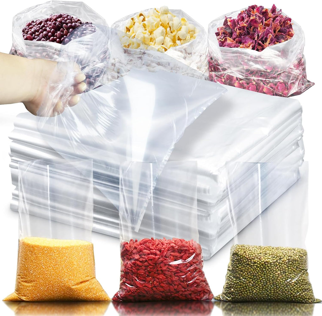 100 Pack 12 x 15 inch 1 Mil Clear Plastic Flat Poly Bags