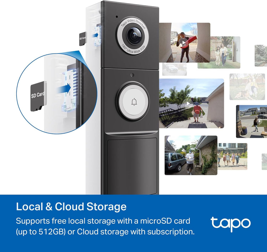 2K+ Wired or Battery Powered Smart Video Doorbell with Chime - 180° Field of View, Person/Vehicle/Package Detection
