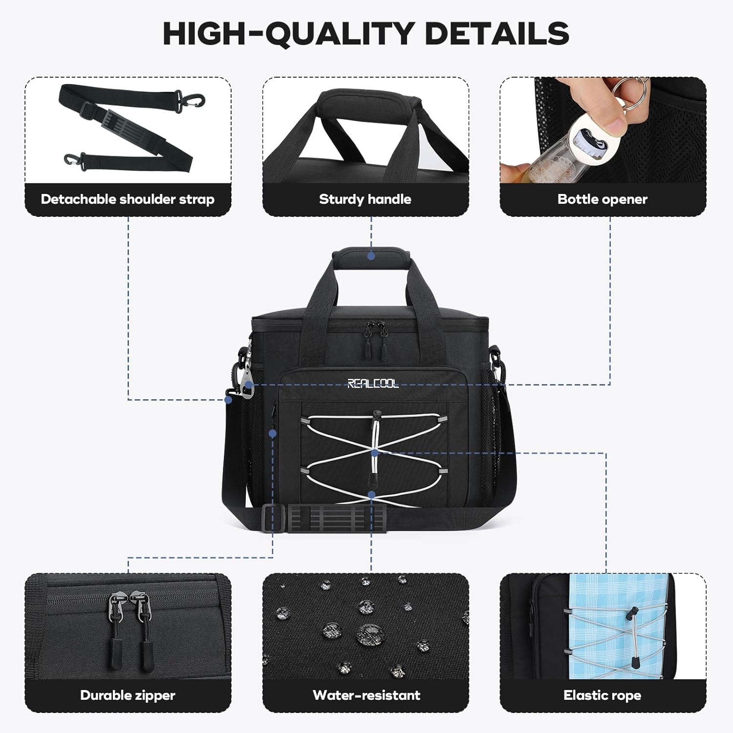35/45 Can Collapsible Soft Cooler Bag, Leakproof Ice Chest | 24h Cold (With Ice), Multi-Pockets, 5-Layer