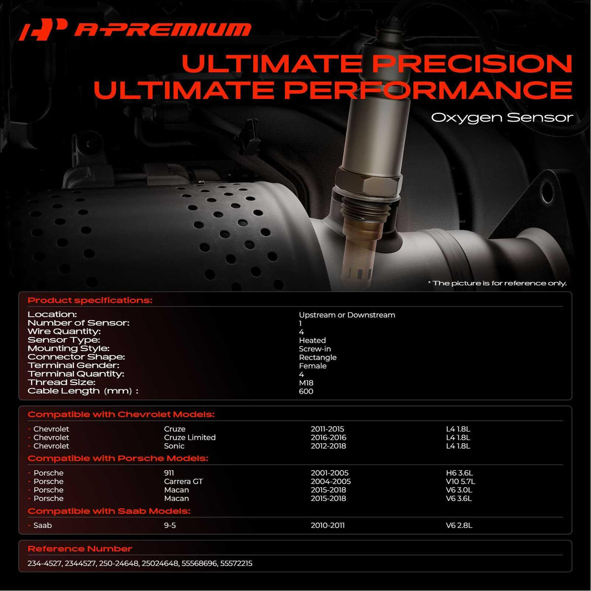 A-Premium O2 Oxygen Sensor Compatible with Chevrolet, Porsche, Saab