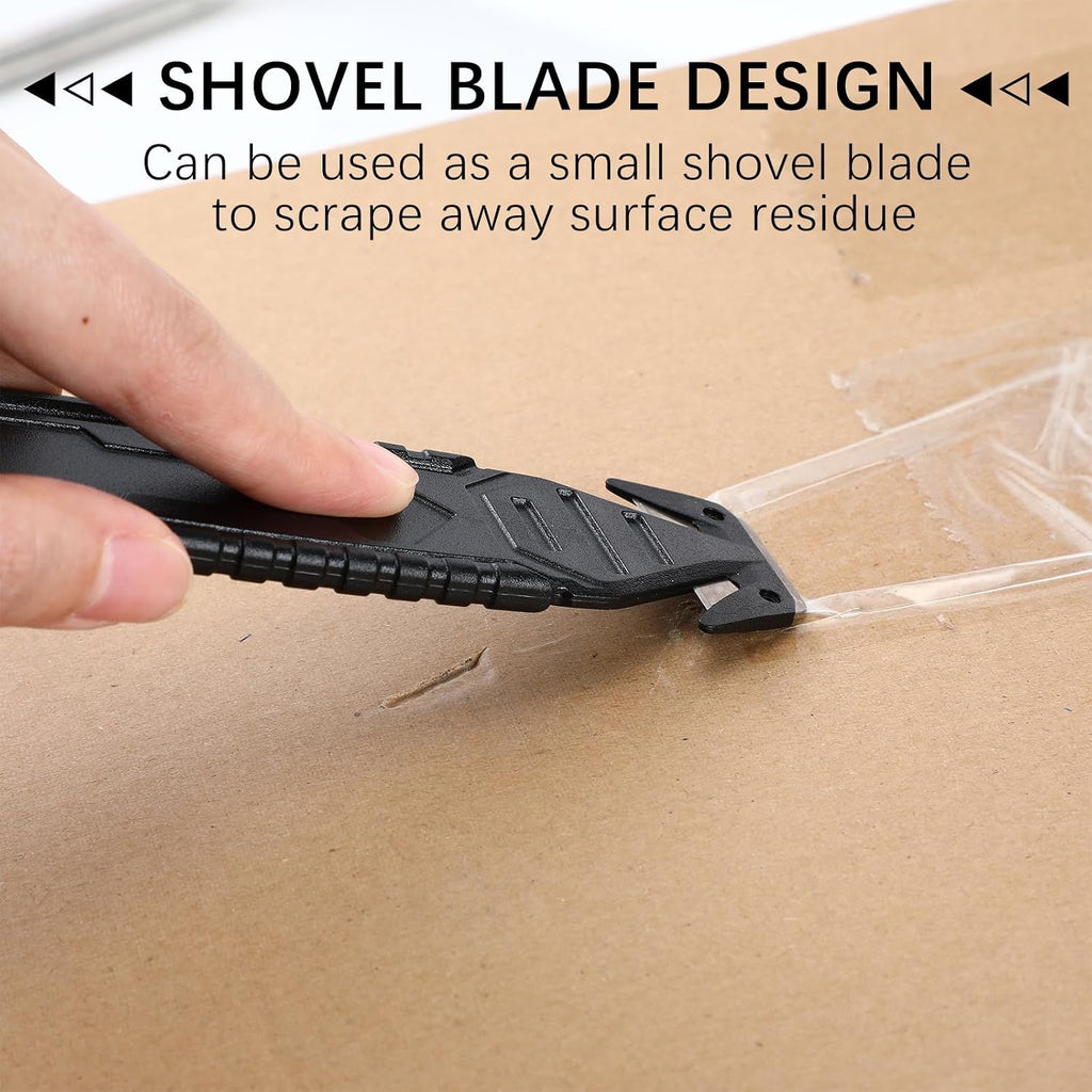 10 Pcs Safety Box Cutter with Concealed Blade Opener, Black