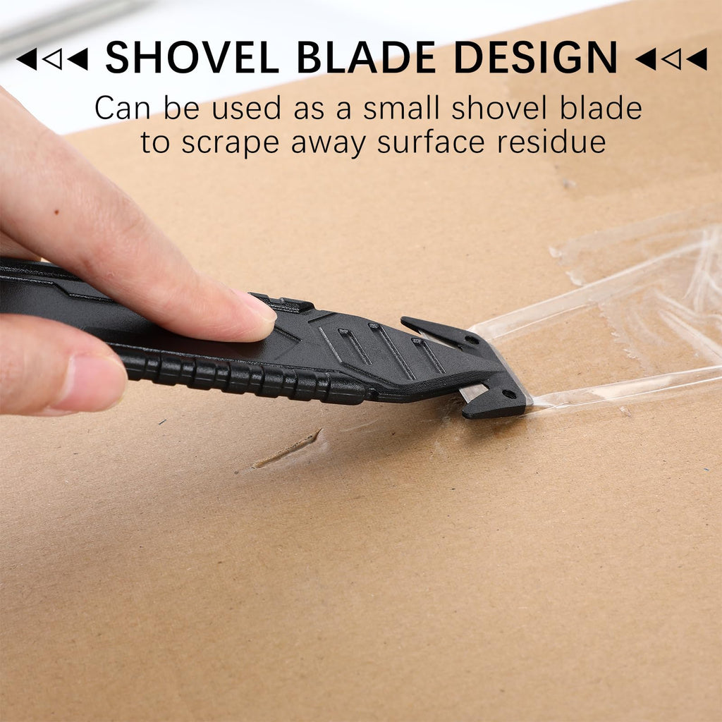 20 Pcs Safety Box Cutter with Concealed Blade Opener, Black