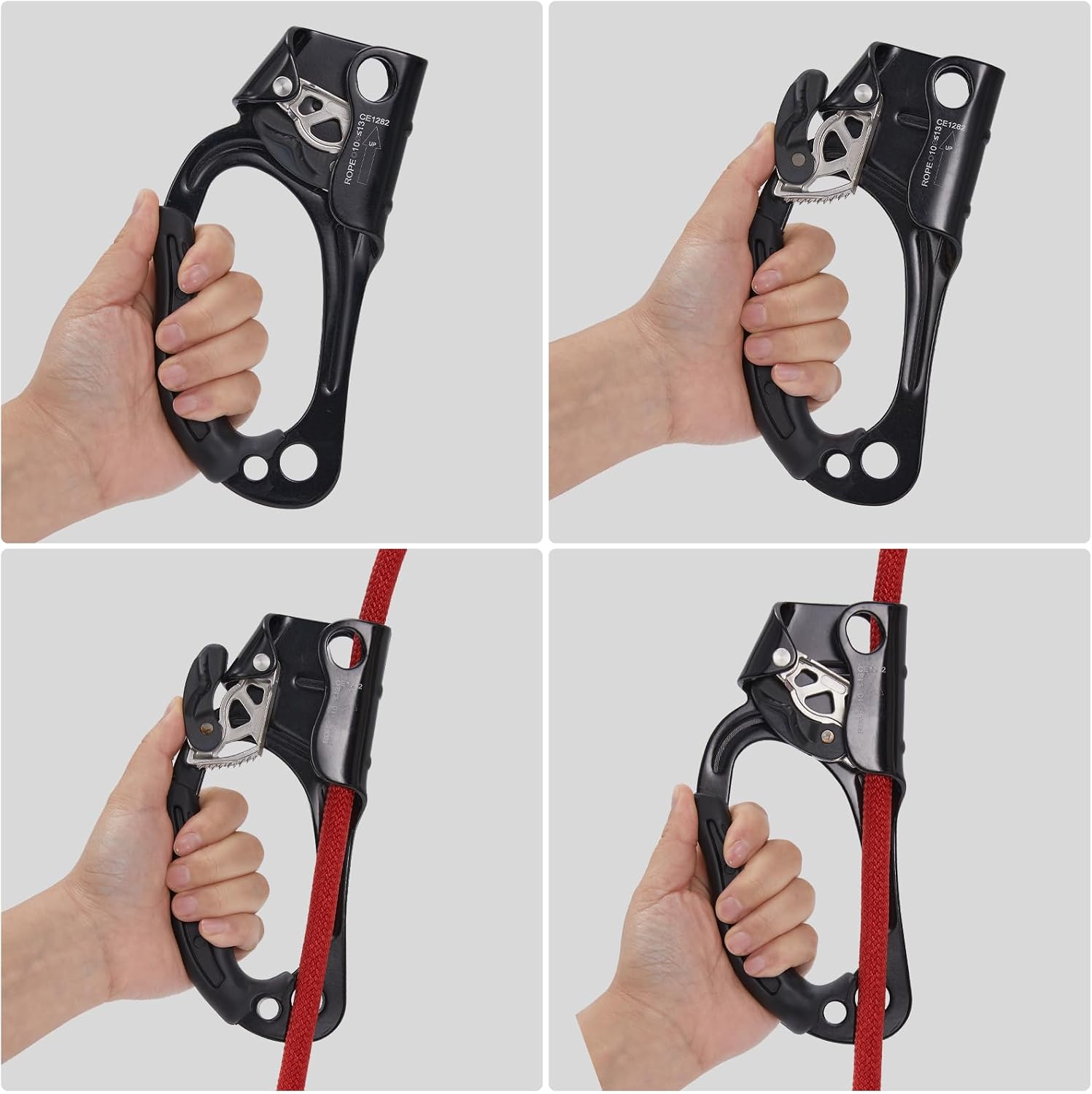 Hand Ascender, Rock Climbing Tree Arborist Rappelling Gear Equipment Rope Clamp for 10~13MM Rope