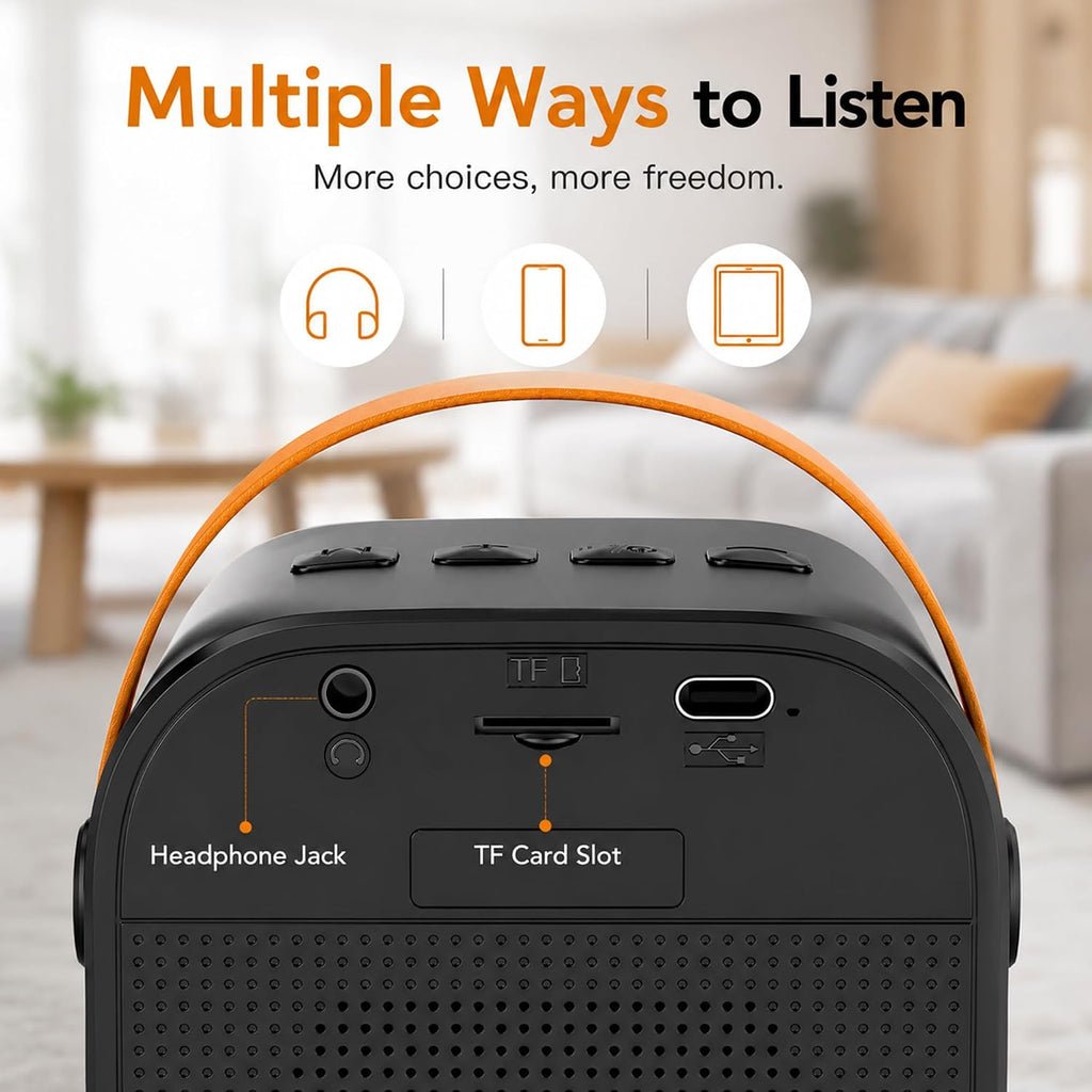 Kids Karaoke Machine for Boys, 2 Mics with Voice Changer, Black | Rechargeable,Portable,Bluetooth,TF Card,Headphone