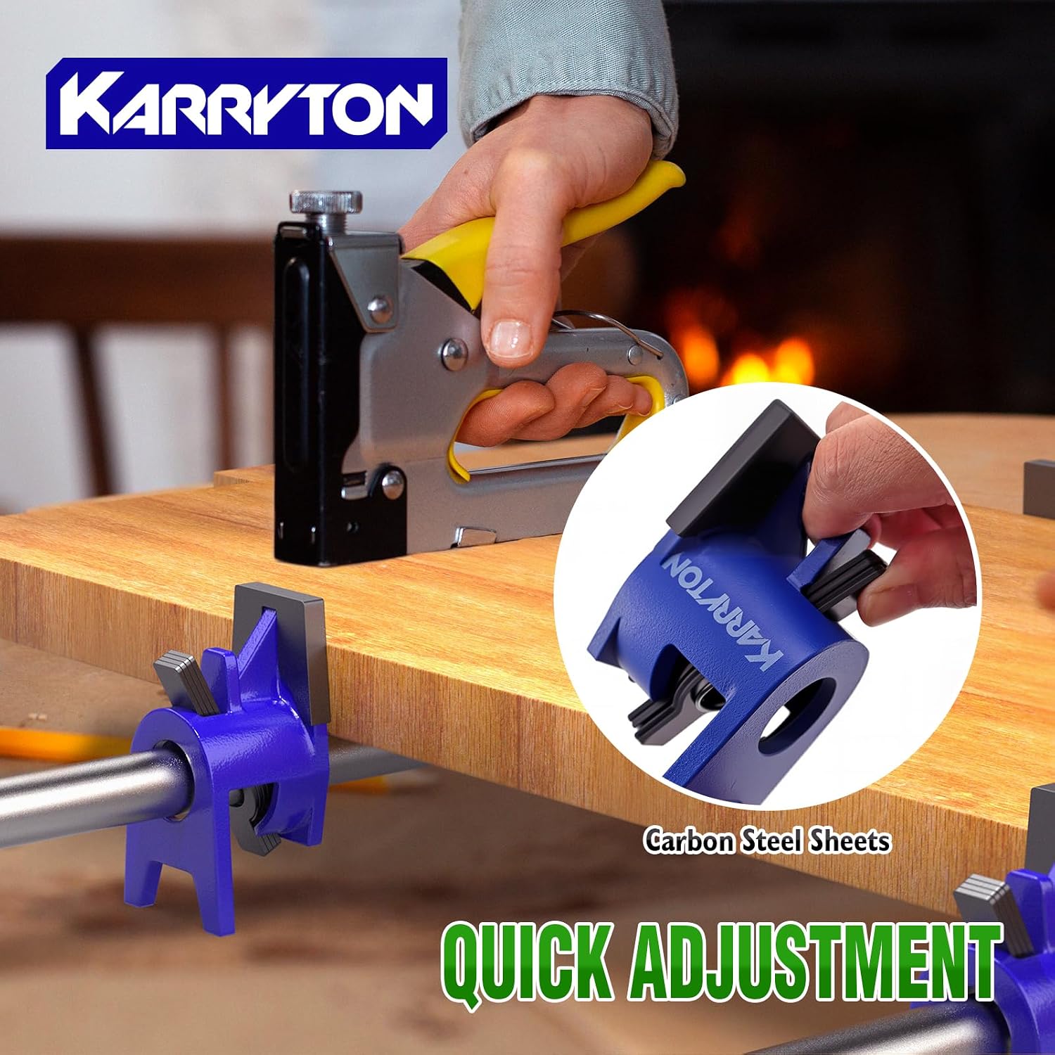 3/4 Inch Heavy Duty Pipe Clamps for Woodworking, H-Style Wood Gluing Clamps w/Foot Pads, Adjustable Pipe Clamp Tool
