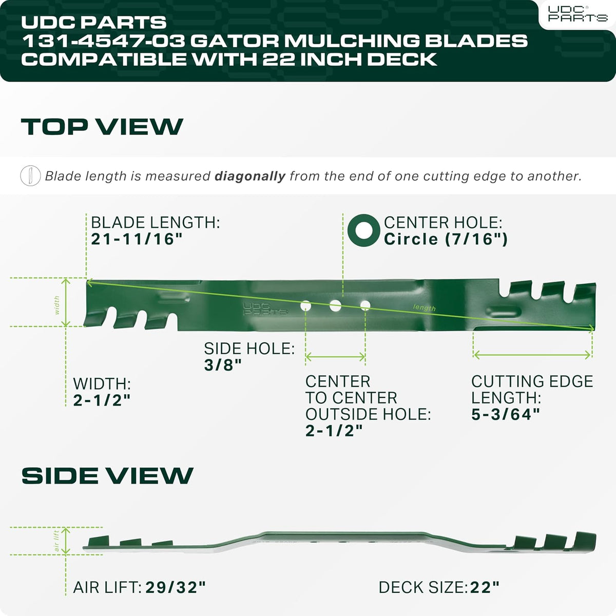 UDC Parts 131-4547-03 Toro 22 Inch Recycler Lawn Mower Blades Replacement