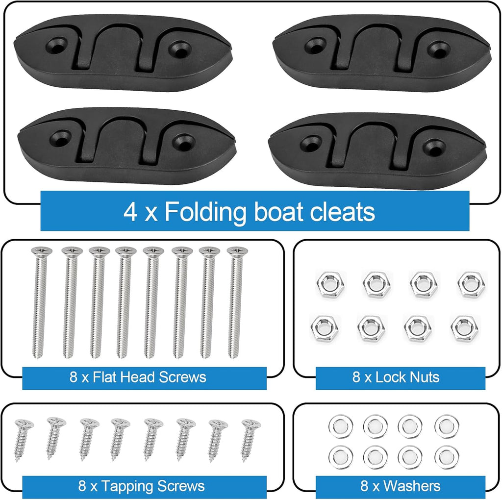 5" Folding Boat Cleat, Flip-up Boat Cleat, Nylon Pop-up Boat Cleat