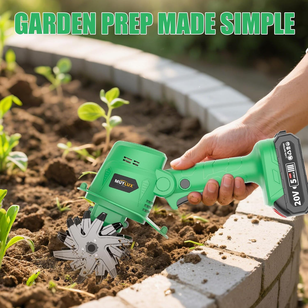 20V Cordless Tiller Cultivator for Gardening, Electric Garden Tiller with Only 1 x 2.0Ah Battery & Charger, Garden