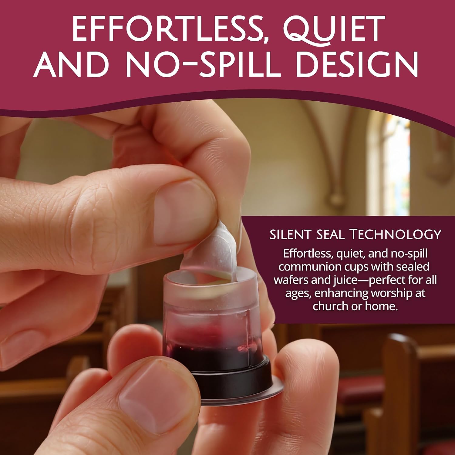Cup Top & Bottom Prefilled Communion Cups & Wafer Set (100 Count)