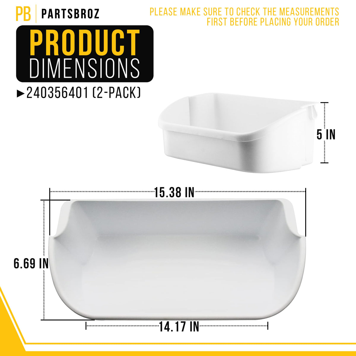Refrigerator Door Bin for Frigidaire FRS6LR5EB6 (2-Pack)