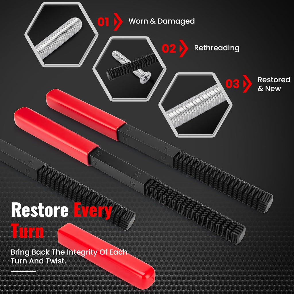 49PCS Thread Chaser Set, Metric SAE Thread Restorer Kit
