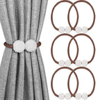 6 Pack Magnetic Curtain Tiebacks, Decorative Curtain Holdbacks for Window Décor (Coffee)