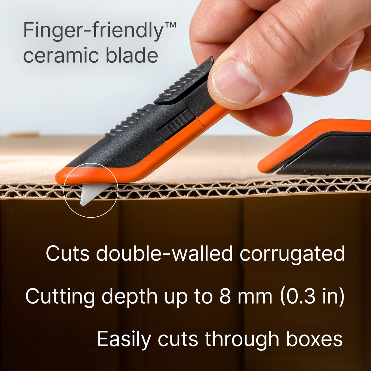 10400 Box Cutter, 3 Position Manual Button with Ceramic Blade, Locking blade