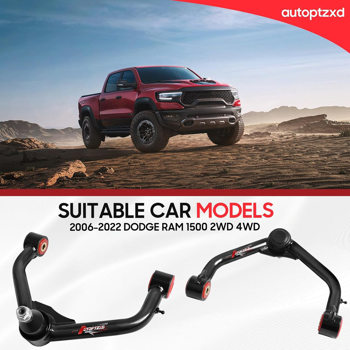 2-4" Front Upper Control Arm for Ram 1500 2006-2022, Suspension Adjustable Control Arms with Ball Joint fit for Dodge 1500 2WD 4WD