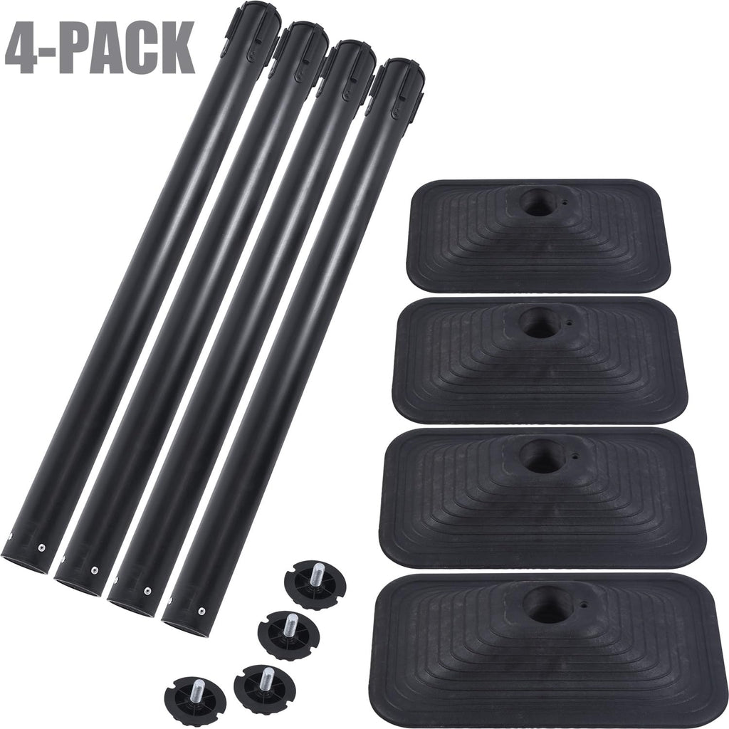 4-Pack Crowd Control Stanchion Set with 10Ft Retractable Belt