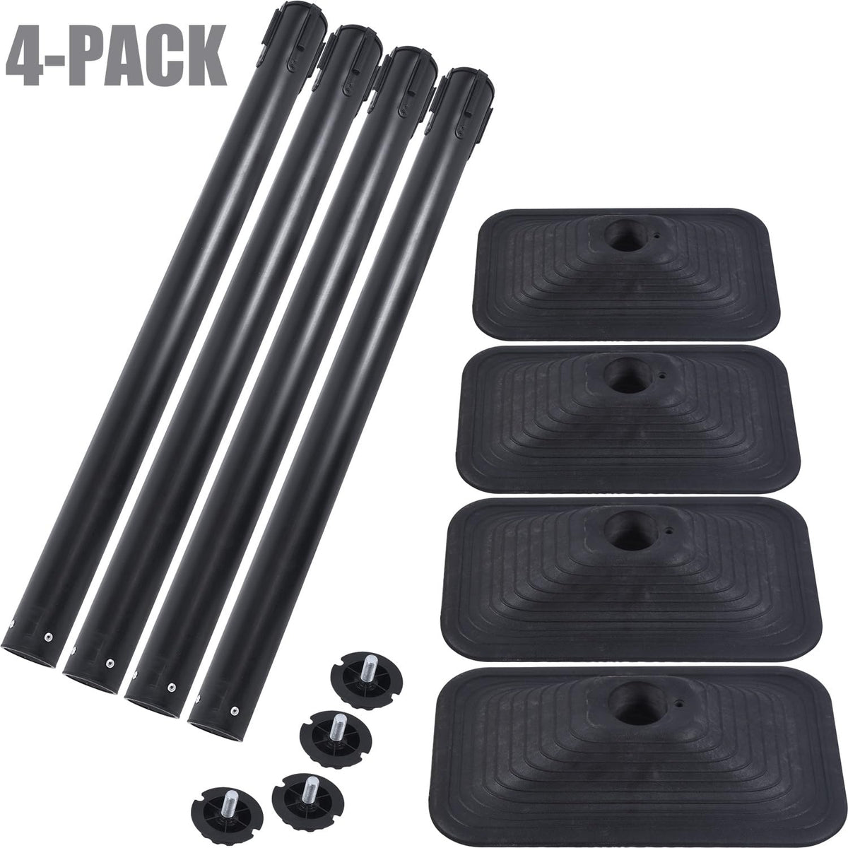 4-Pack Crowd Control Stanchion Set with 10Ft Retractable Belt