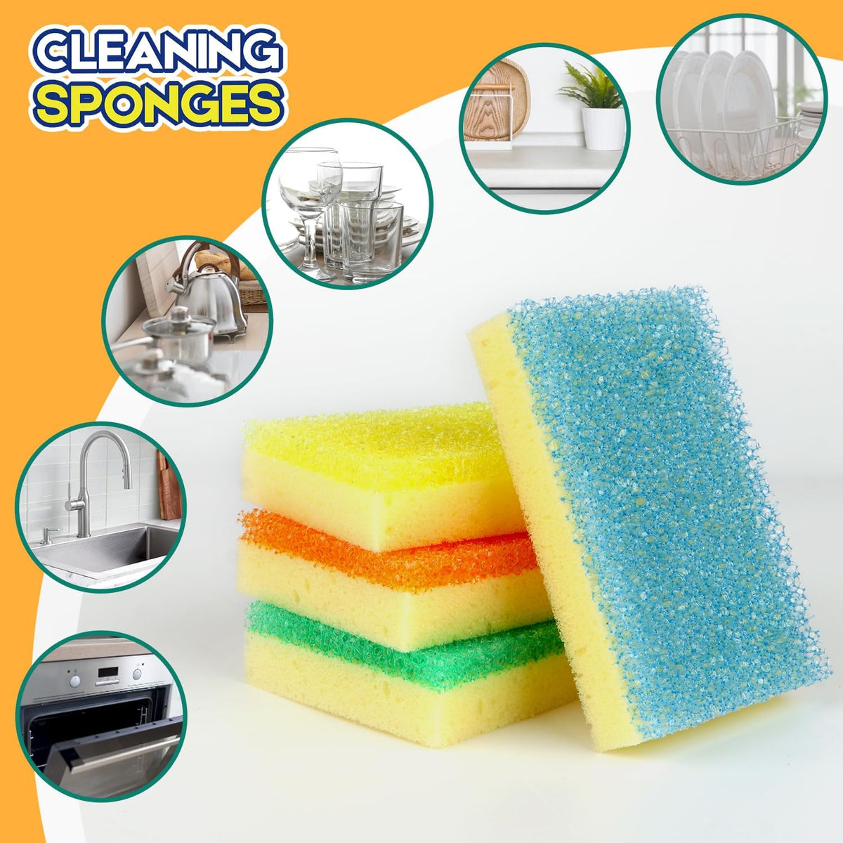 Scrub Sponge, Dual-Sided Temperature-Responsive Scrubber