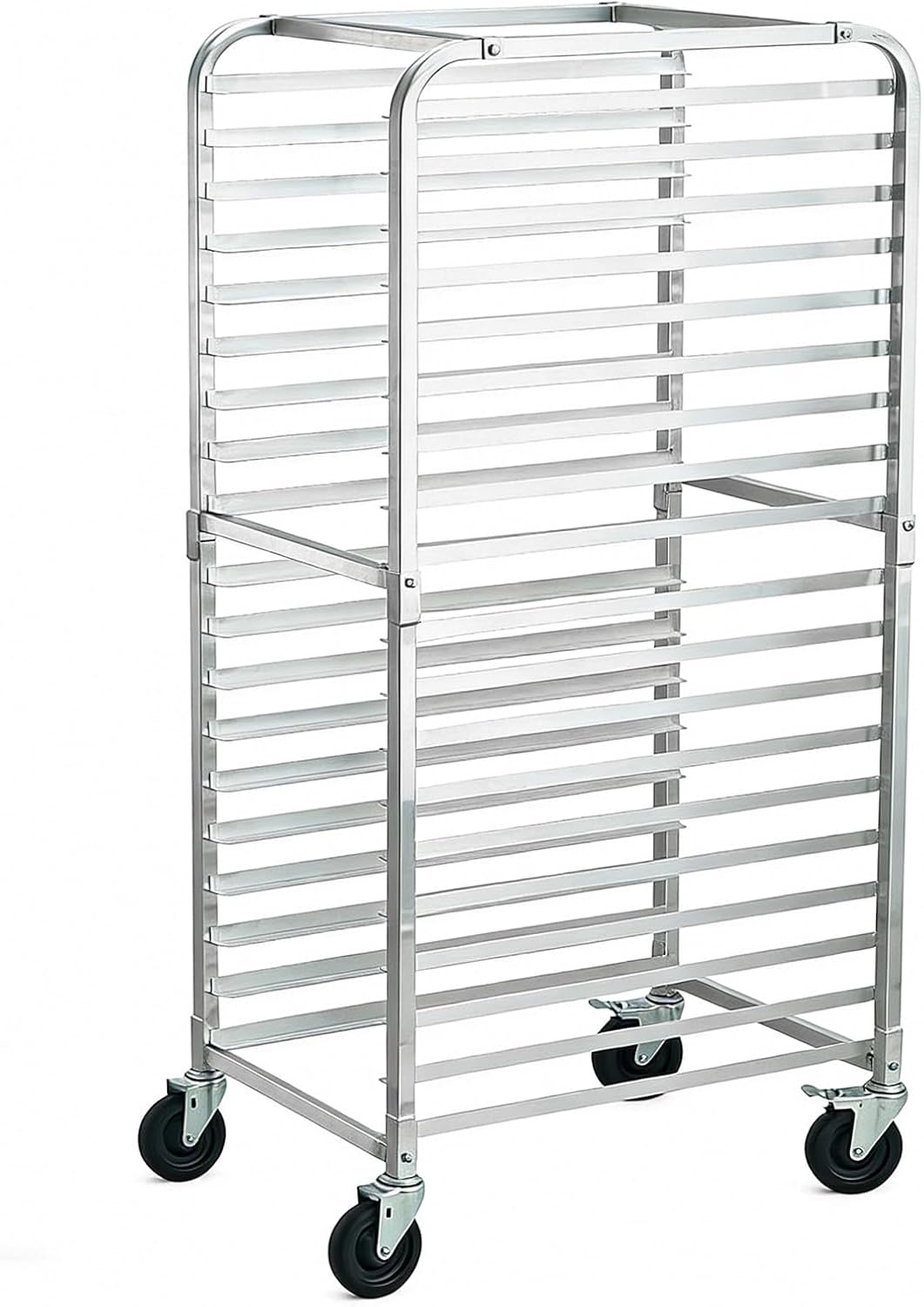 20 Tier Aluminum Bun Pan Rack 20x26x71in Lockable Wheel Trolley