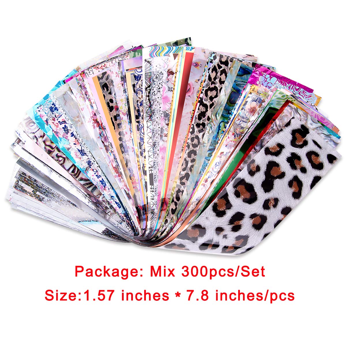 300 Sheets Nail Foils Nail Art Transfer Foil Stickers Laser Flower