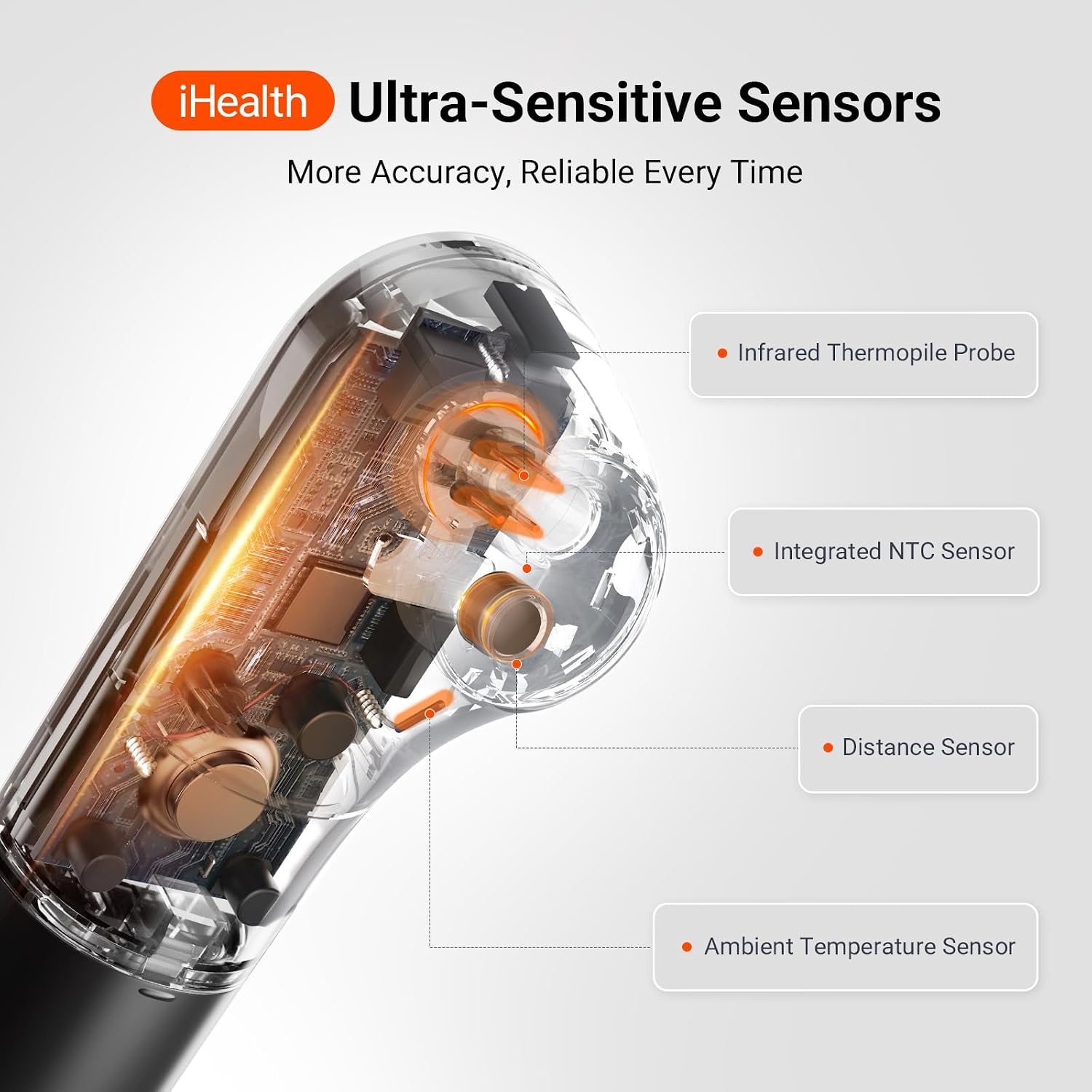 No-Touch Digital Forehead Thermometer for Adults, Babies, Kids, 3 Ultra-Sensitive Sensors, Quiet Vibration Feedback