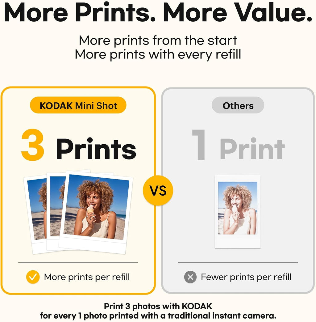 Mini Shot 3 Retro 3x3 Instant Camera, Photo Printer, 38 Sheet, White | Bluetooth, iPhone & Android Smartphone