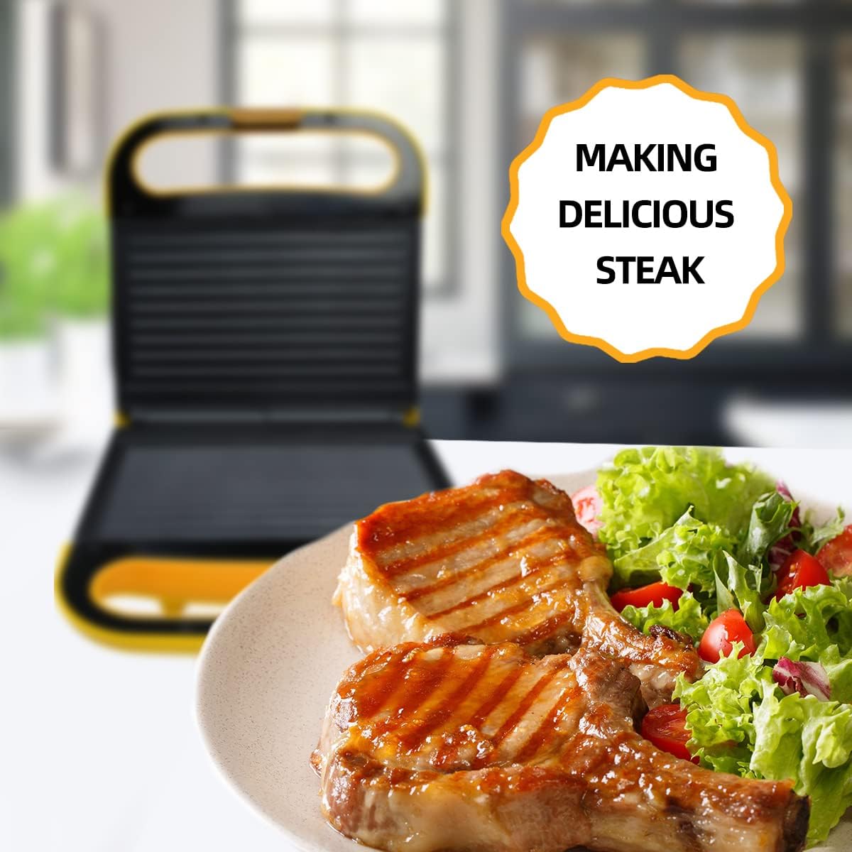 Electric Indoor Grill Panini Press Maker with Nonstick Plates