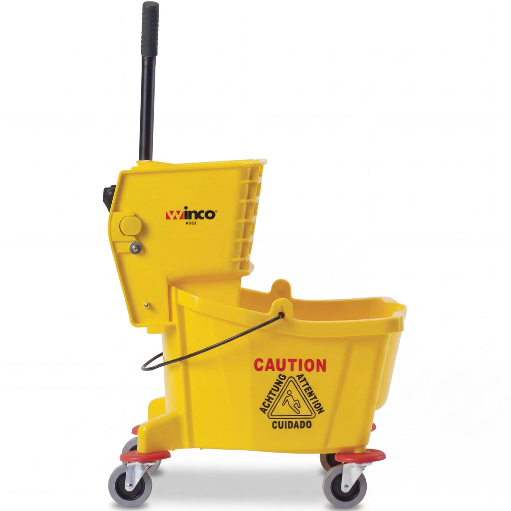 26 qt Yellow Commercial Plastic Mop Bucket on Wheels