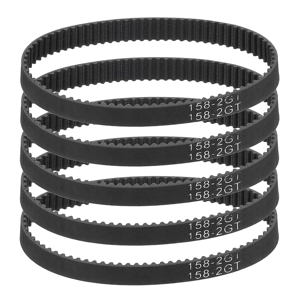 MECCANIXITY 158mm GT-2 Timing Belt 6mm Width 2mm Pitch Black 5pcs
