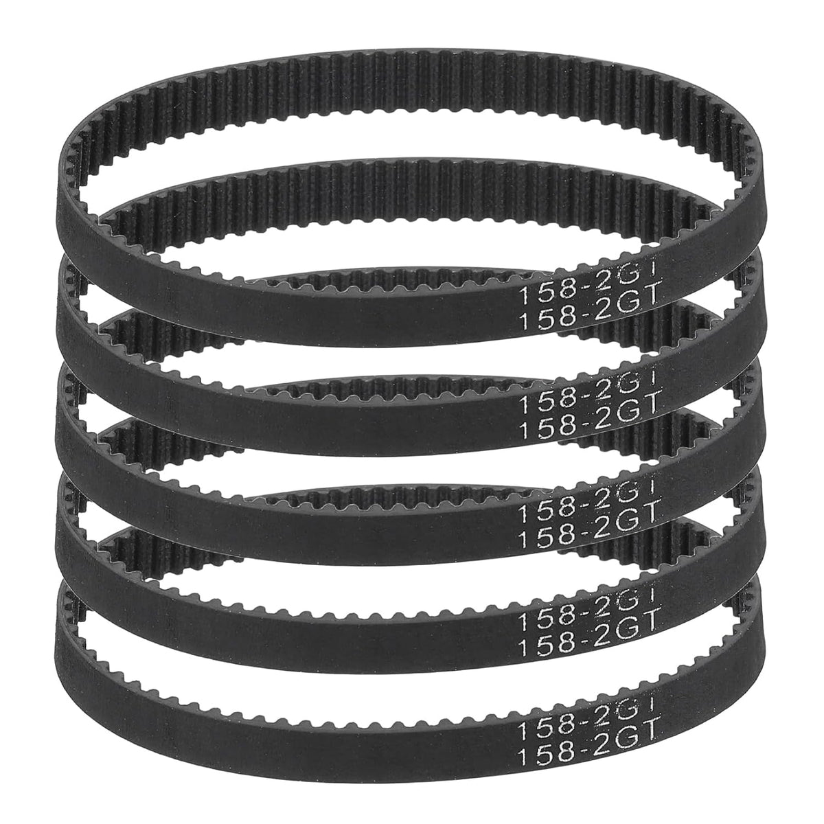 MECCANIXITY 158mm GT-2 Timing Belt 6mm Width 2mm Pitch Black 5pcs