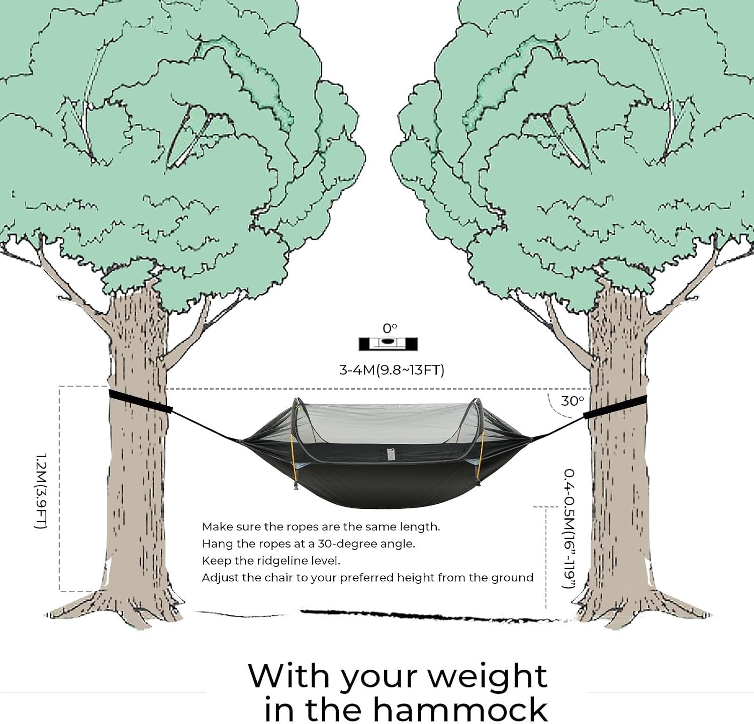 Camping Hammock Tent with Mosquito Net & RainFly, 3 in 1 Waterproof Portable Sleeping Hammock Bug Backpacker