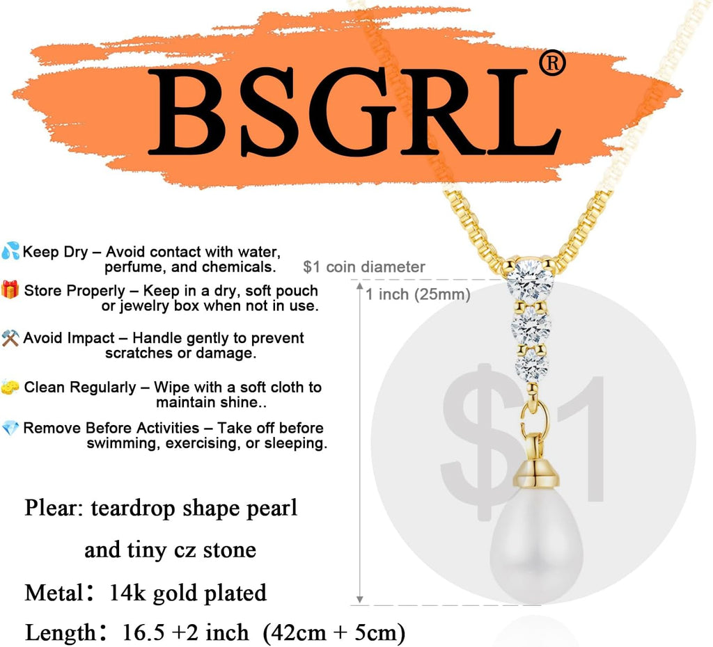 Pearl Necklace for Women- 14K Gold-plated/White Gold-plated Dainty Pearl Necklace for Women