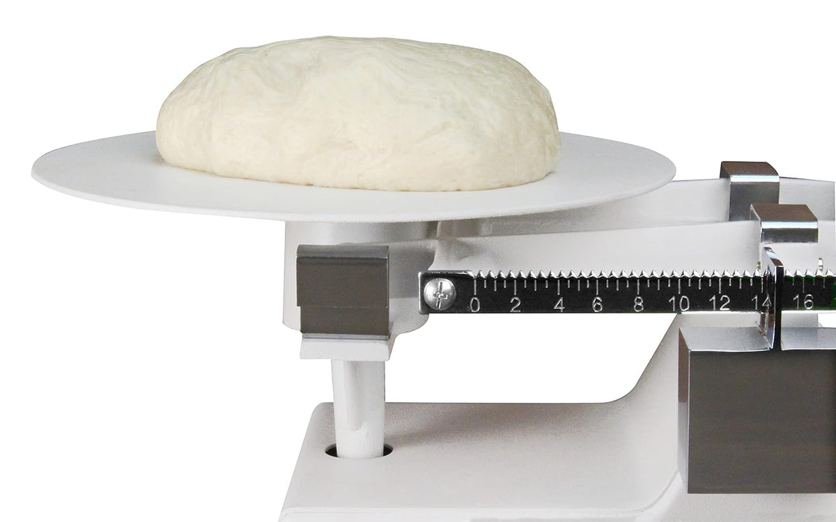 1001TB Mechanical Baker's Dough Scale, 16 lb x 1/4 oz Capacity, White Baked Enamel Finish, Includes Scoop and Weight Set