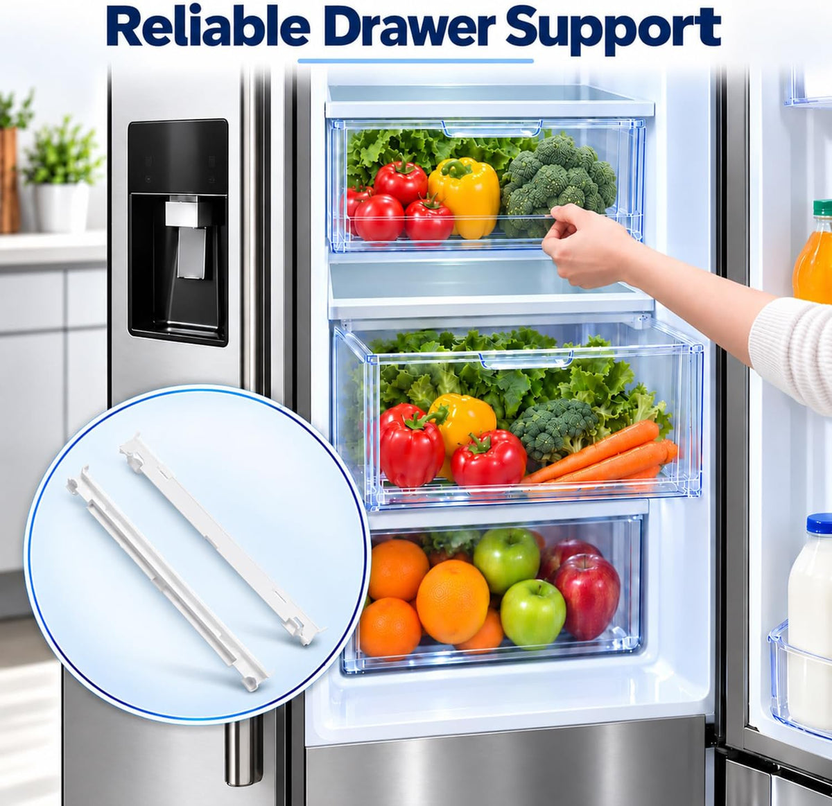 Refrigerator Crisper Drawer Slide Rail Compatible with Whirlpool WP2223320