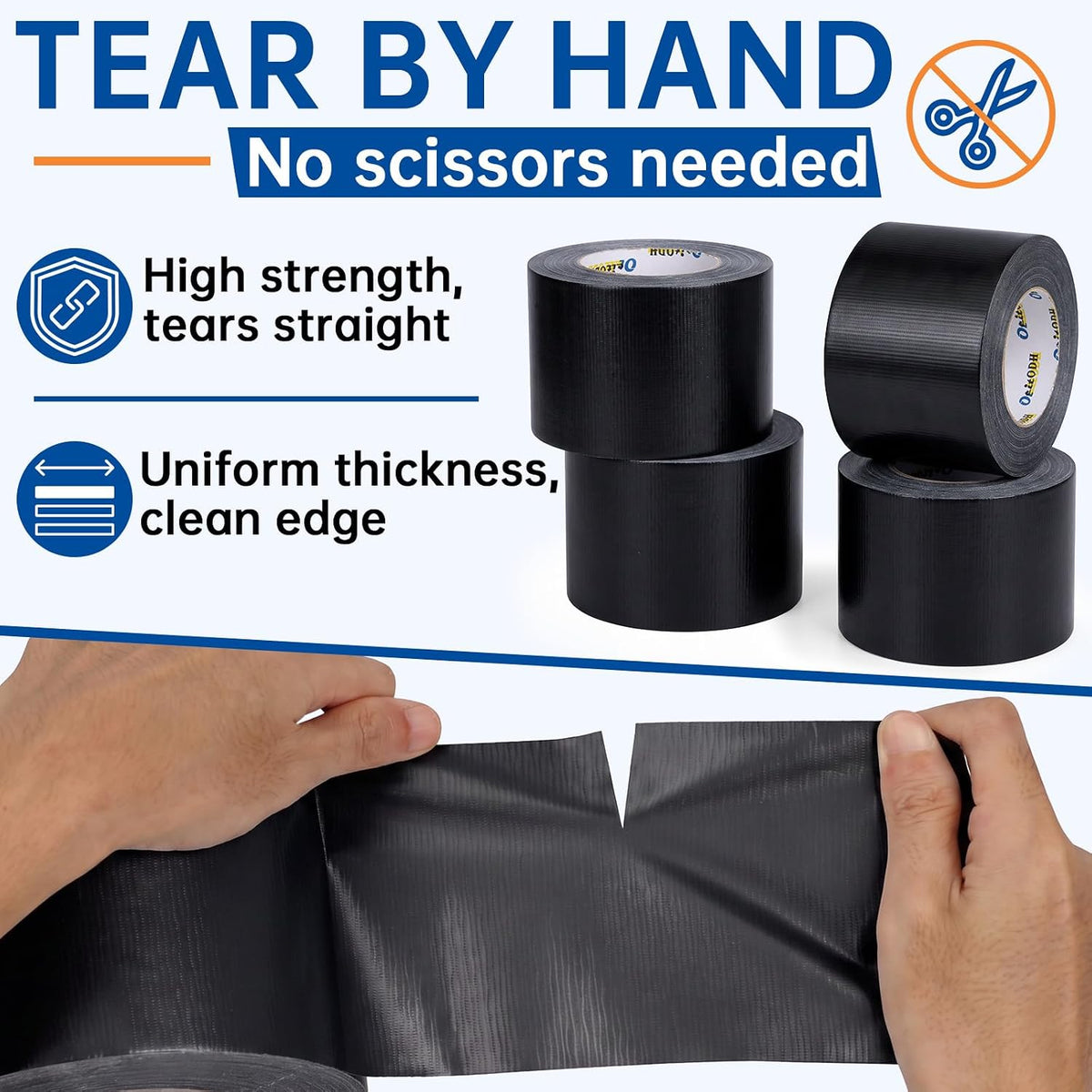 Black Duct Tape Bulk, 4 Inches x 55 Yards, 4 Pack
