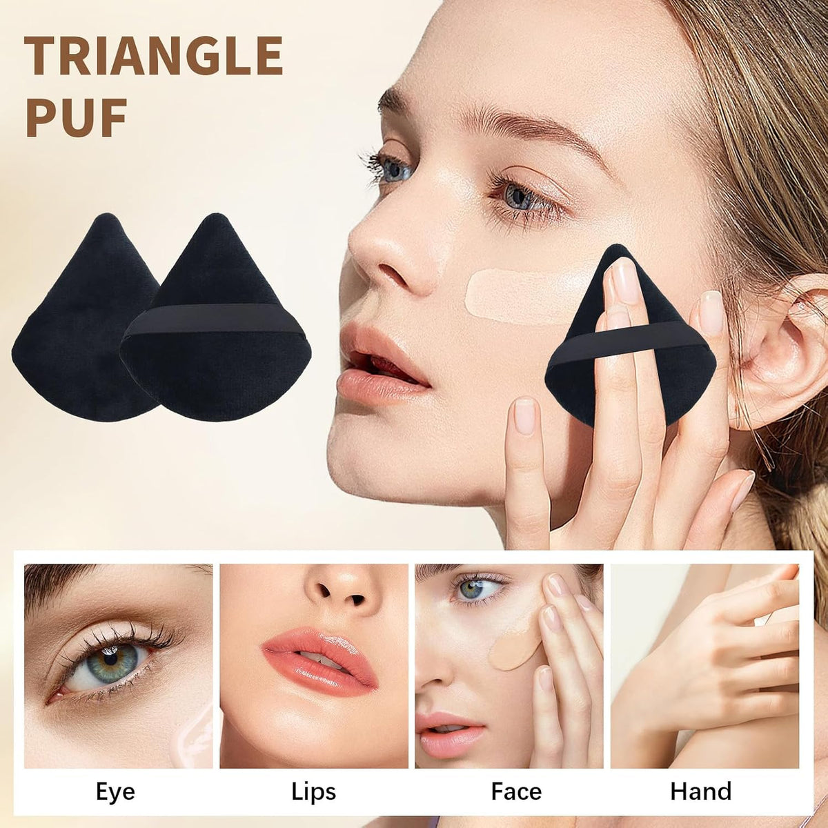 Triangle Makeup Powder Puff, 60pcs Setting Powder Puffs, This Cosmetic Wedges For Face, Under Eyes And Neck, Velvet