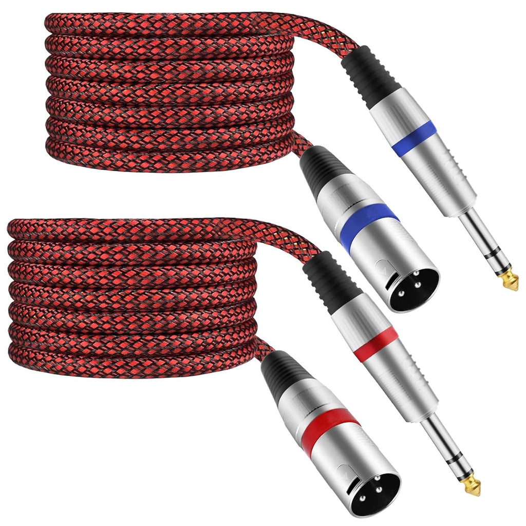 XLR Male to 1/4" TRS Cable Balanced - 25FT Quarter Inch Stereo to XLR Microphone Cord Adapter, Nylon Braided, OFC