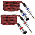 XLR Male to 1/4" TRS Cable Balanced - 25FT Quarter Inch Stereo to XLR Microphone Cord Adapter, Nylon Braided, OFC