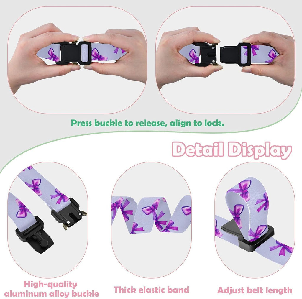 Bow Tie Adjustable Kids Elastic Belts, Girls Boys Stretch Waist Belt with Aluminum Alloy Buckle