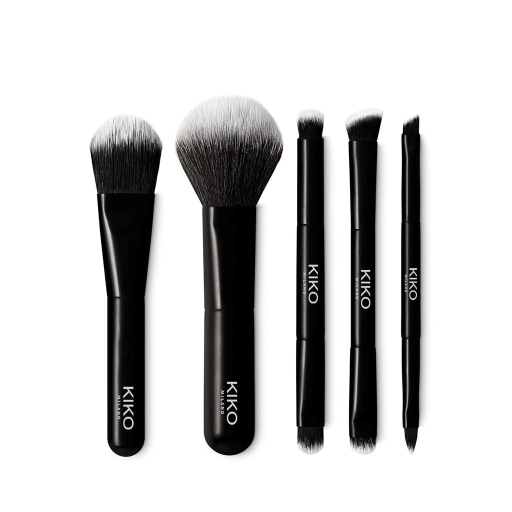 Travel Brush Set, Pouch With 5 Professional Makeup Brushes