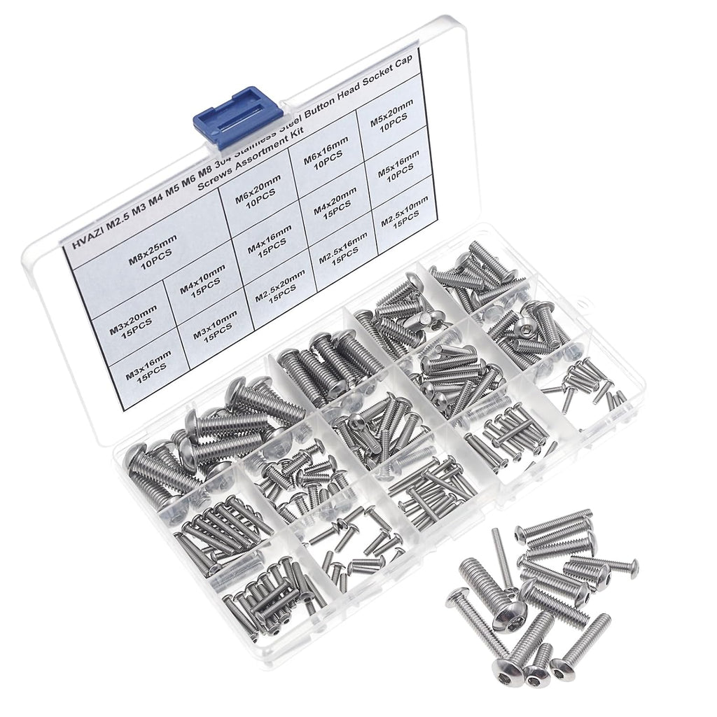 Metric M2.5-M8 304 Stainless Steel Button Head Socket Cap Screw Kit