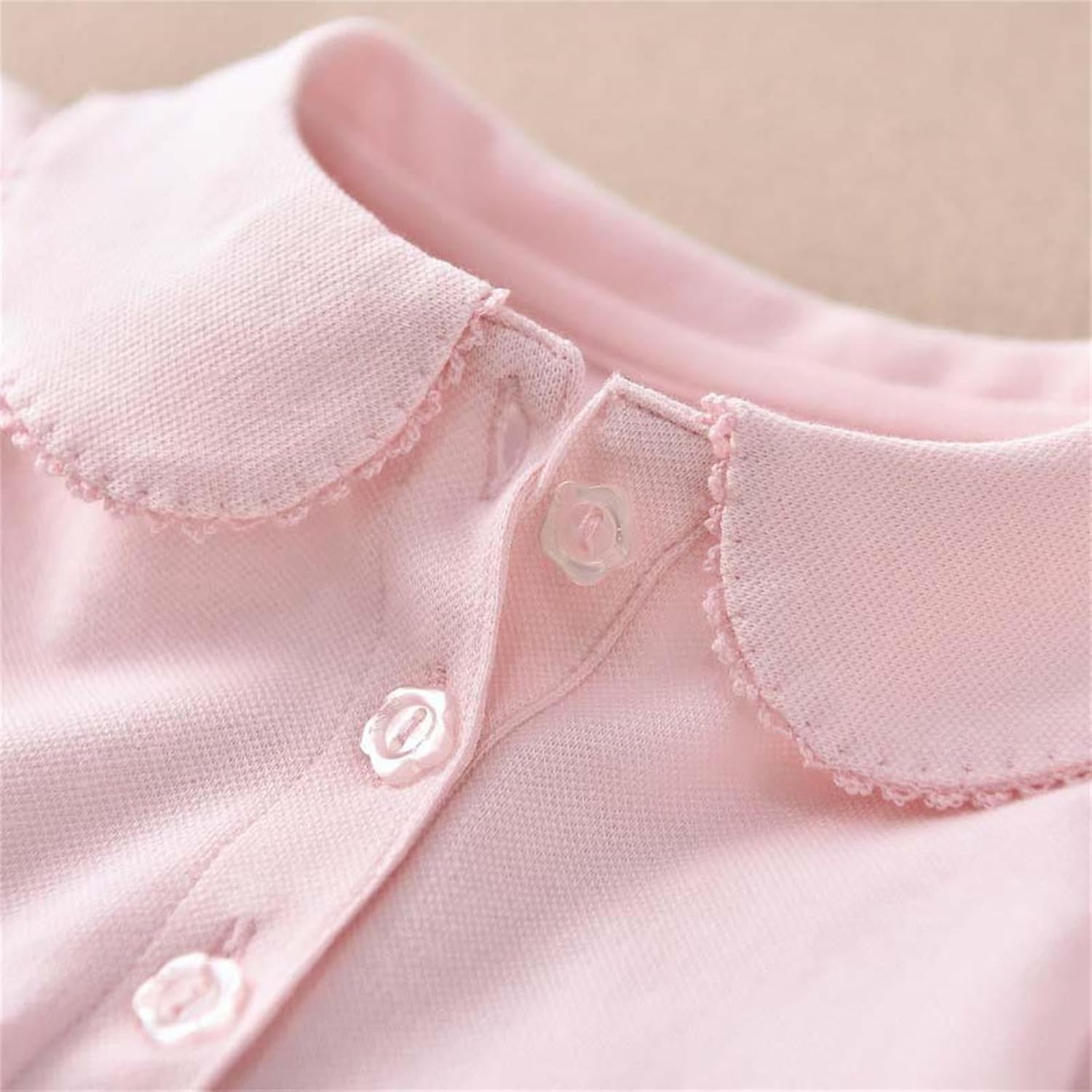 Girls Pure Cotton Polos Puff Sleeve Cute Peter Pan Collar Shirt Pink | Back to School Clothes for Teen Girls Kids